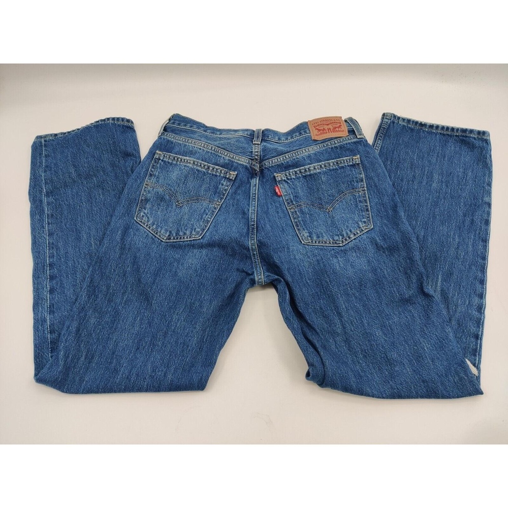 Levi's Size 30x30 Men's Low Pro Straight Jeans Med Wash Blue Jeans Distressed - Picture 5 of 14